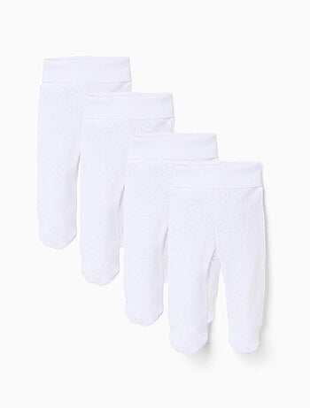 Lot de 4 pantalons à pieds en coton pointelle