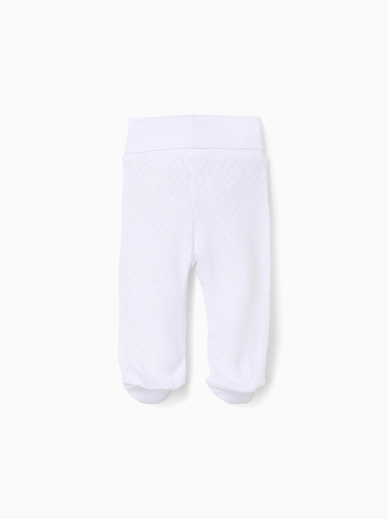 Lot de 4 pantalons à pieds en coton pointelle Blanc - Kiabi