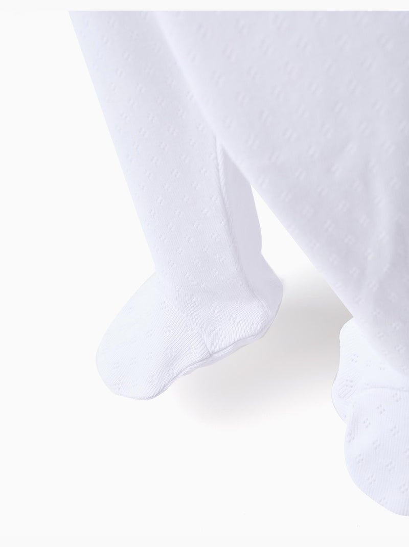 Lot de 4 pantalons à pieds en coton pointelle Blanc - Kiabi