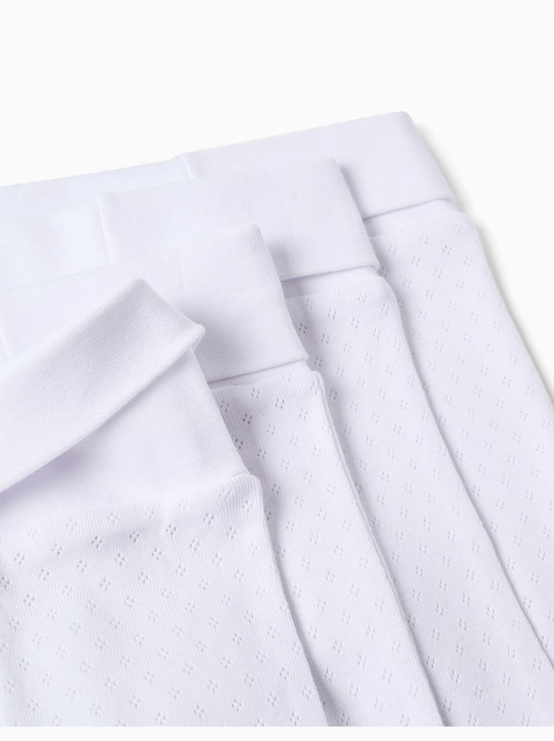 Lot de 4 pantalons à pieds en coton pointelle Blanc - Kiabi