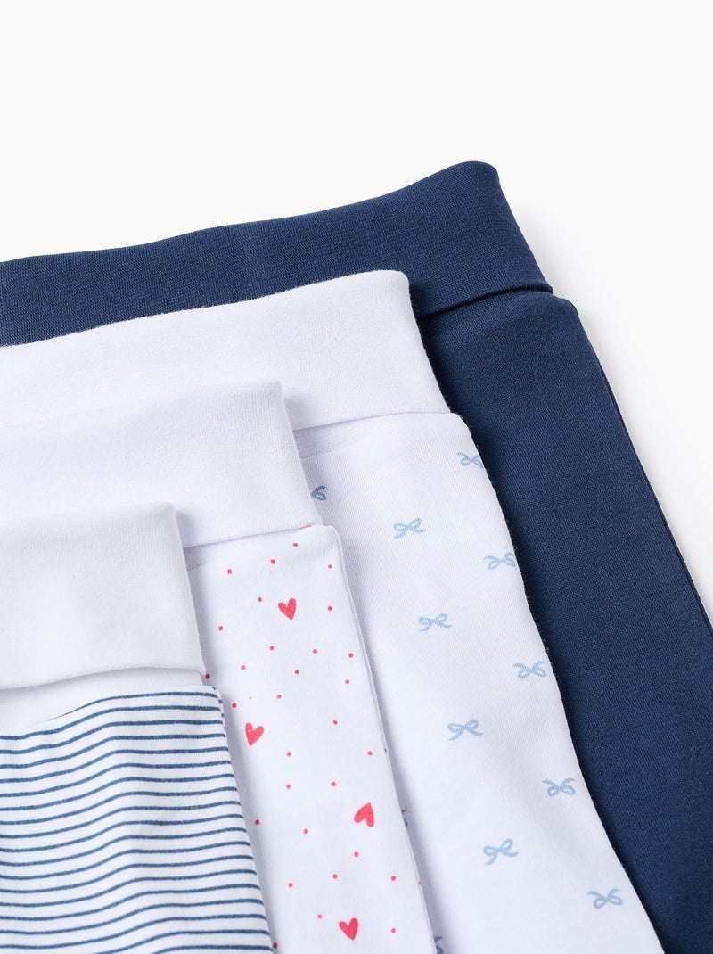 Lot de 4 Pantalons à Pieds Extra Confortables Blanc Bleu marine - Kiabi