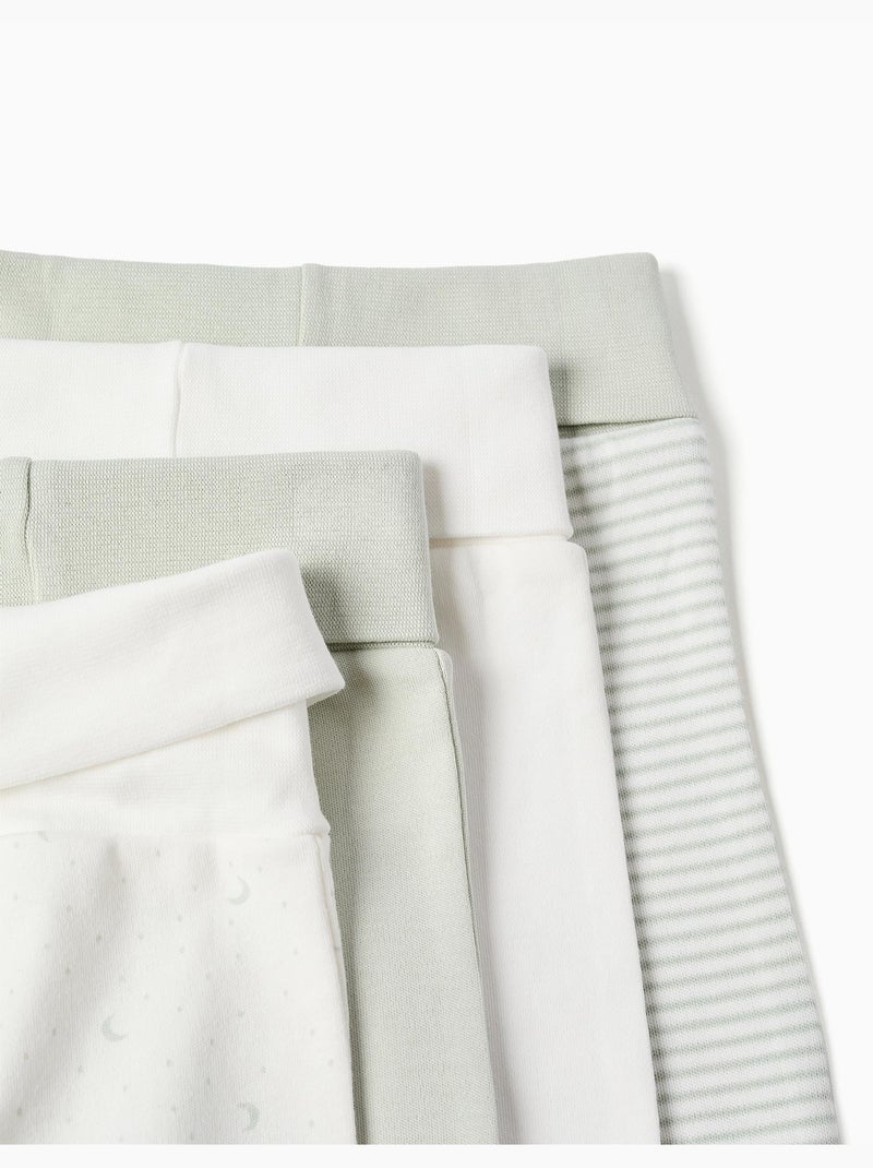 Lot de 4 pantalons de taille haute en coton Blanc Vert - Kiabi