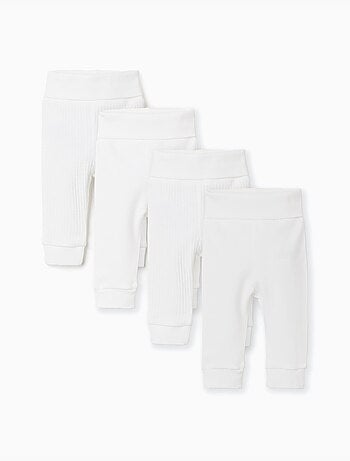 Lot de 4 pantalons en coton unis/côtelés