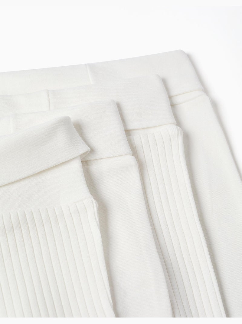 Lot de 4 pantalons en coton unis/côtelés Blanc - Kiabi