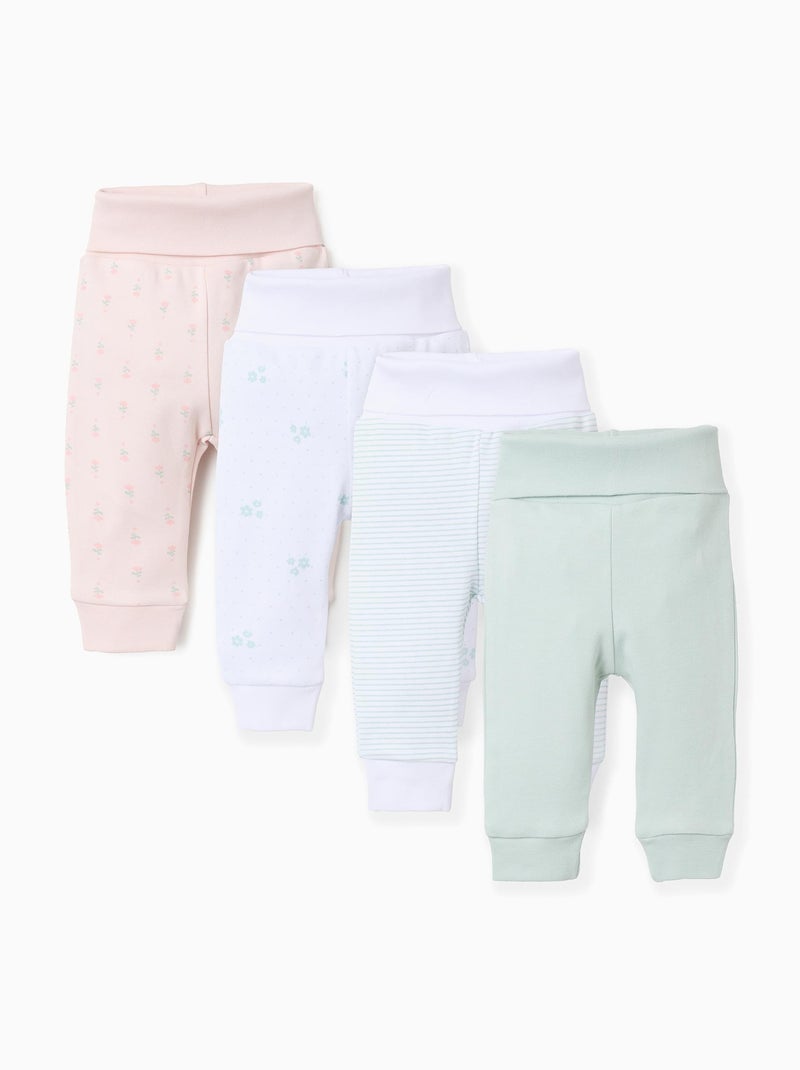 Lot de 4 Pantalons Extra Confortables Flowers Blanc Rose Blanc - Kiabi