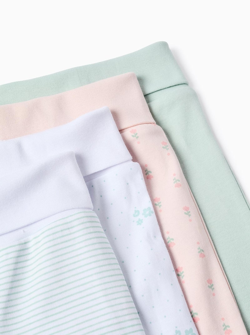 Lot de 4 Pantalons Extra Confortables Flowers Blanc Rose Blanc - Kiabi