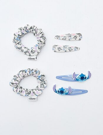 Lot de 4 pinces + 2 élastiques 'Stitch'