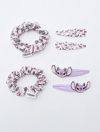 Lot de 4 pinces + 2 élastiques 'Stitch'