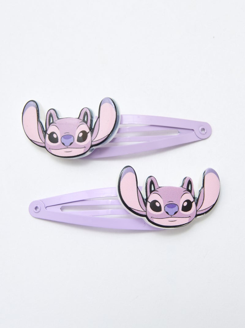 Lot de 4 pinces + 2 élastiques 'Stitch' Rose - Kiabi