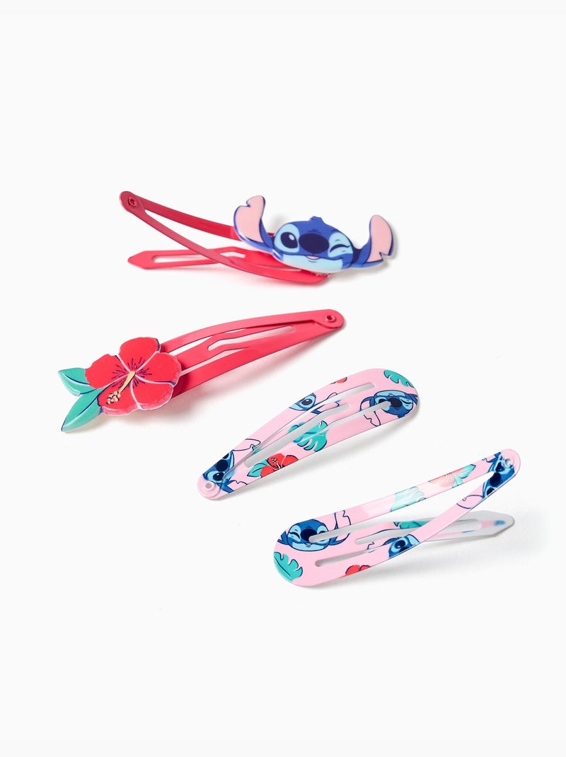 Lot de 4 pinces à cheveux Stitch Rose - Kiabi