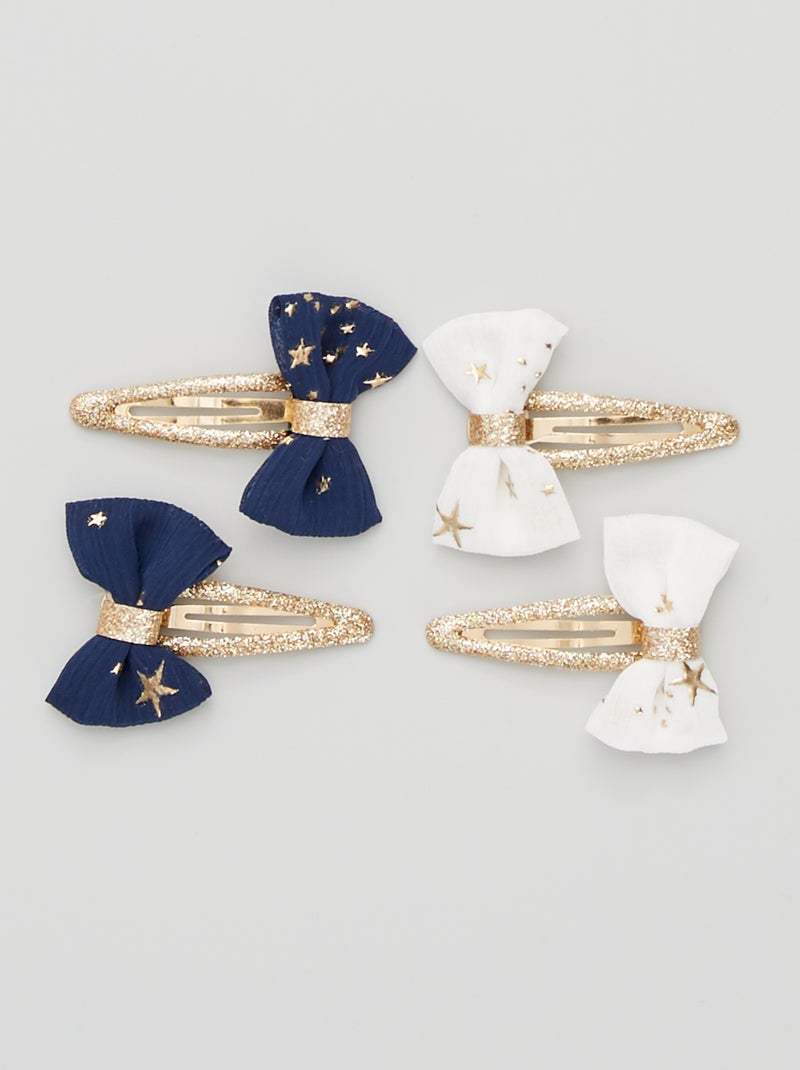 Lot de 4 pinces clic clac bleu/blanc - Kiabi