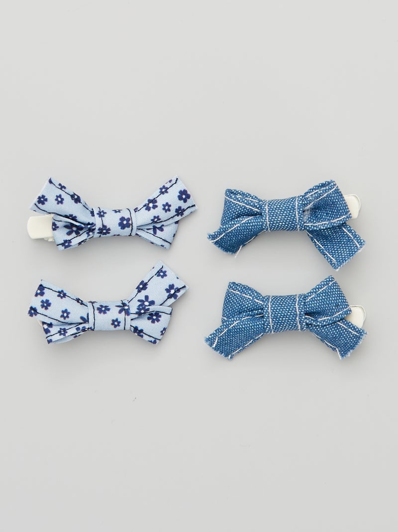 Lot de 4 pinces crocodiles avec nœuds bleu - Kiabi