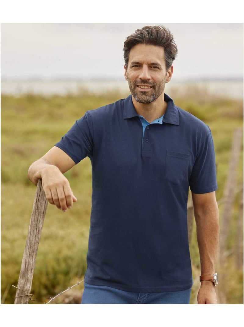 Lot de 4 Polos Jersey Casual  - ATLAS FOR MEN Bleu Bleu - Kiabi