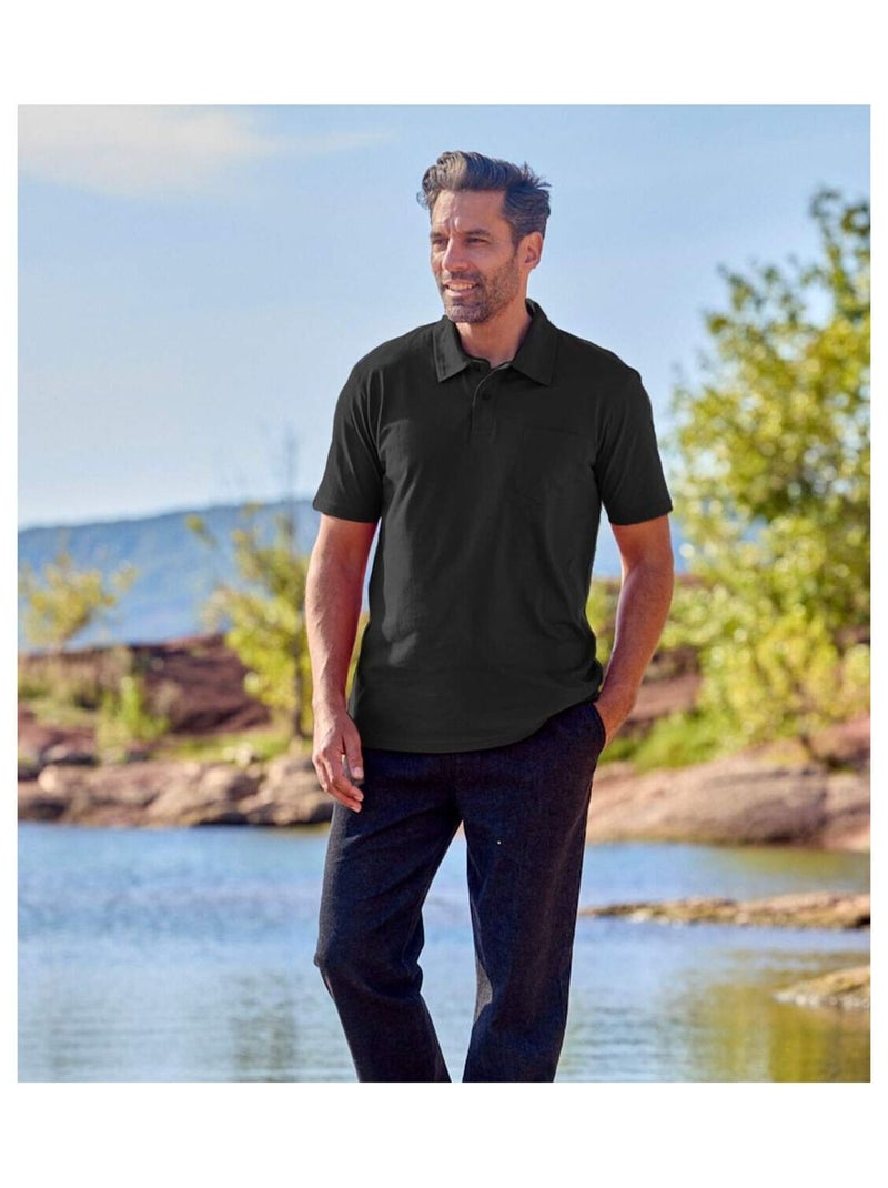 Lot de 4 Polos MC Jersey Unis   - ATLAS FOR MEN Bleu Vert Noir - Kiabi