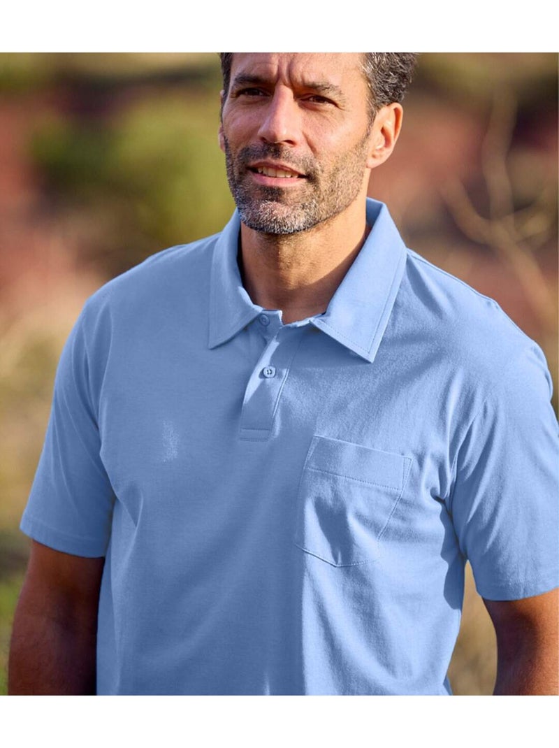Lot de 4 Polos MC Jersey Unis   - ATLAS FOR MEN Bleu Vert Noir - Kiabi
