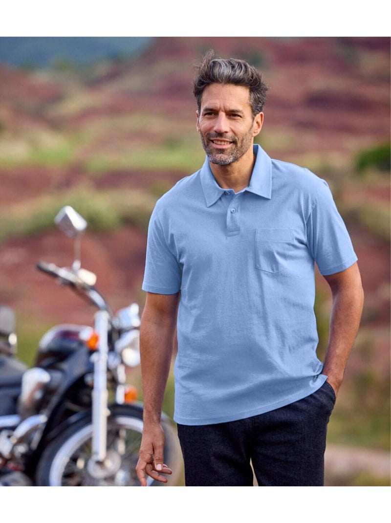 Lot de 4 Polos MC Jersey Unis   - ATLAS FOR MEN Bleu Vert Noir - Kiabi