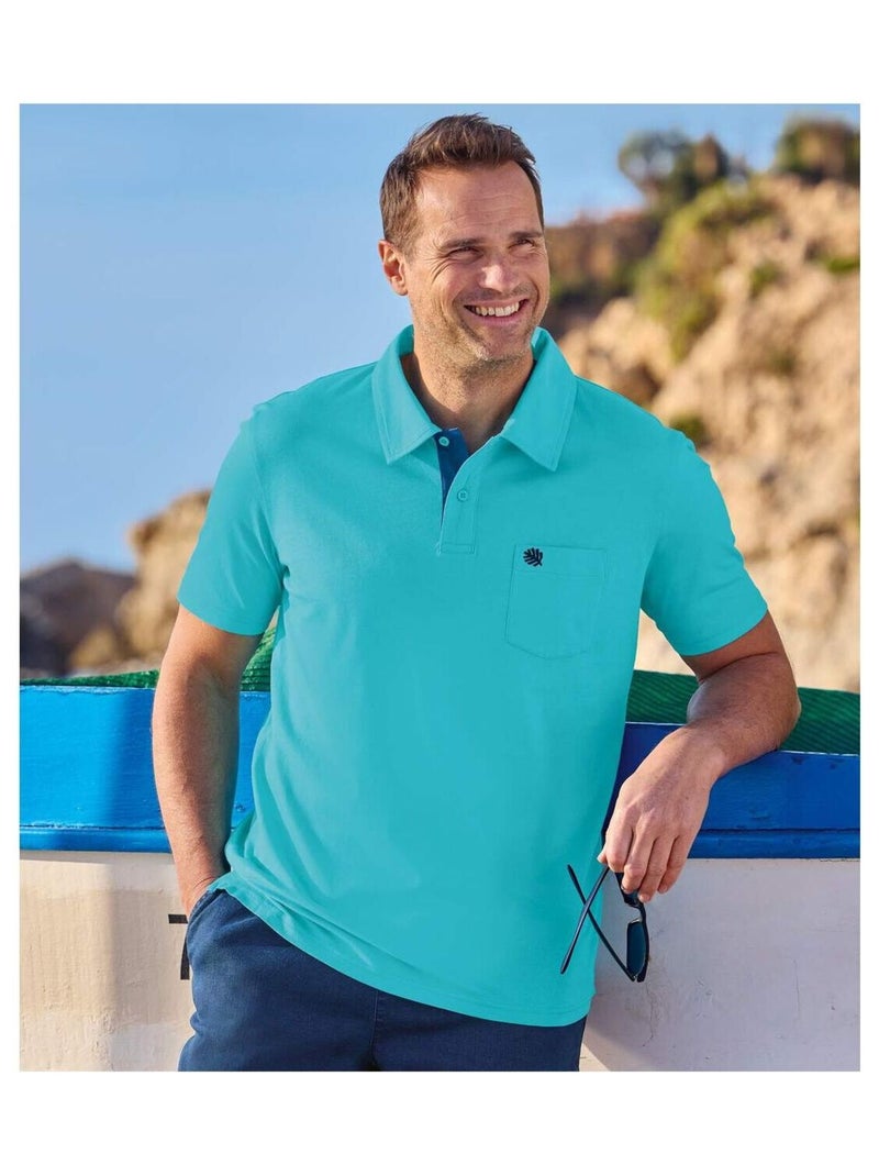 Lot de 4 Polos Pur Coton  - ATLAS FOR MEN Blanc Noir Bleu - Kiabi