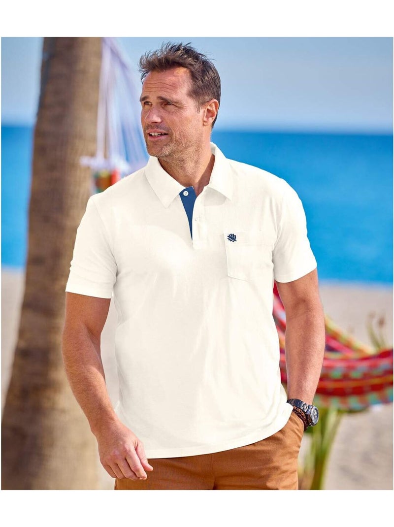 Lot de 4 Polos Pur Coton  - ATLAS FOR MEN Blanc Noir Bleu - Kiabi