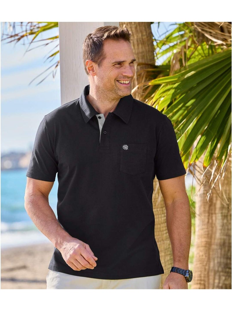 Lot de 4 Polos Pur Coton  - ATLAS FOR MEN Blanc Noir Bleu - Kiabi