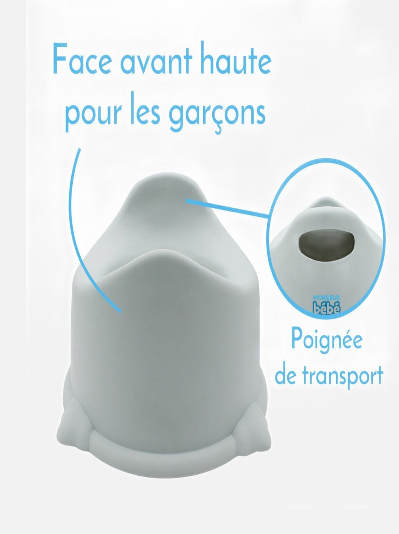 Lot de 4 pots de toilette pour bébé avec couvercle et poignée de transport - Monsieur Bébé Bleu - Kiabi