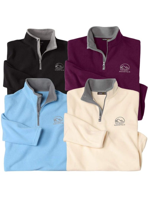 Lot de 4 pulls micropolaires sport mountain - atlas for men - Kiabi Lot de 4 pulls micropolaires sport mountain - atlas for men - Kiabi