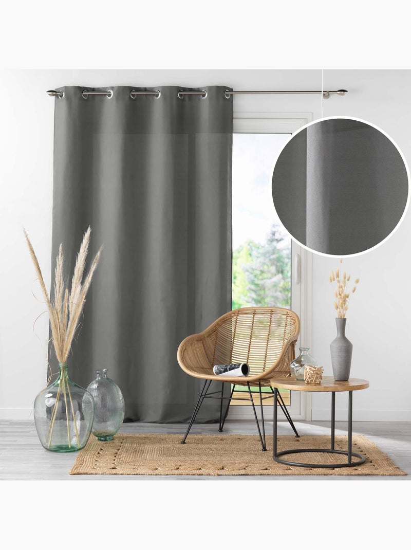 Lot de 4 Rideaux à Œillets - Microfibre Légère - Absolu gris anthracite - Kiabi