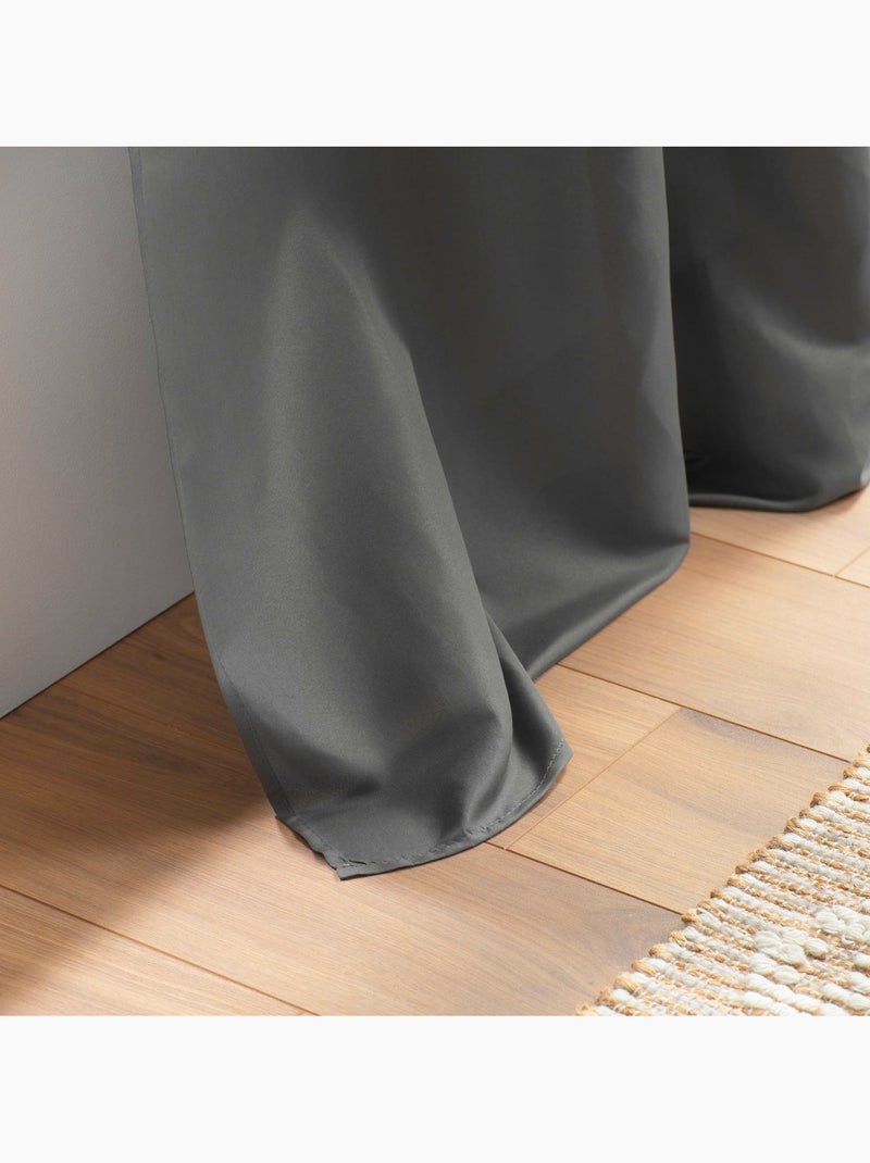 Lot de 4 Rideaux à Œillets - Microfibre Légère - Absolu gris anthracite - Kiabi