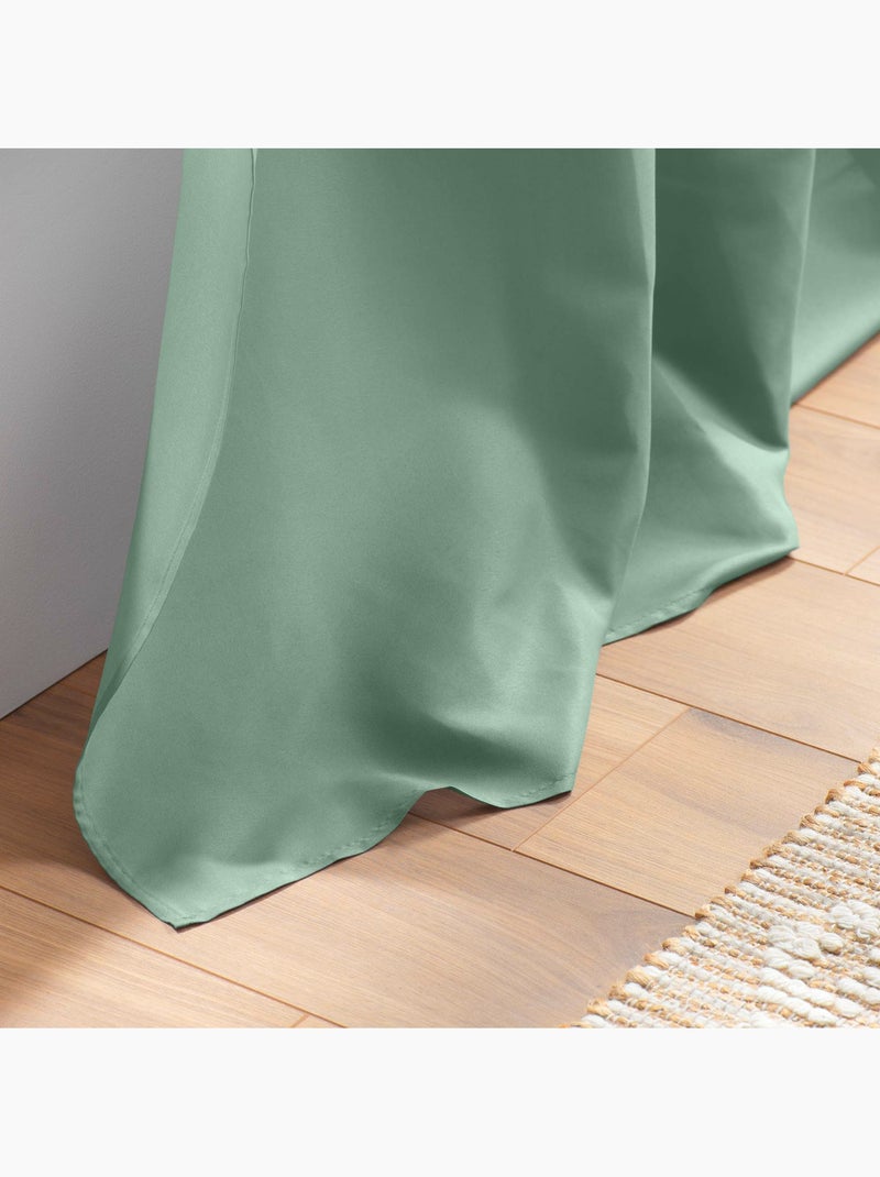 Lot de 4 Rideaux à Œillets - Microfibre Légère - Absolu Vert Sauge - Kiabi