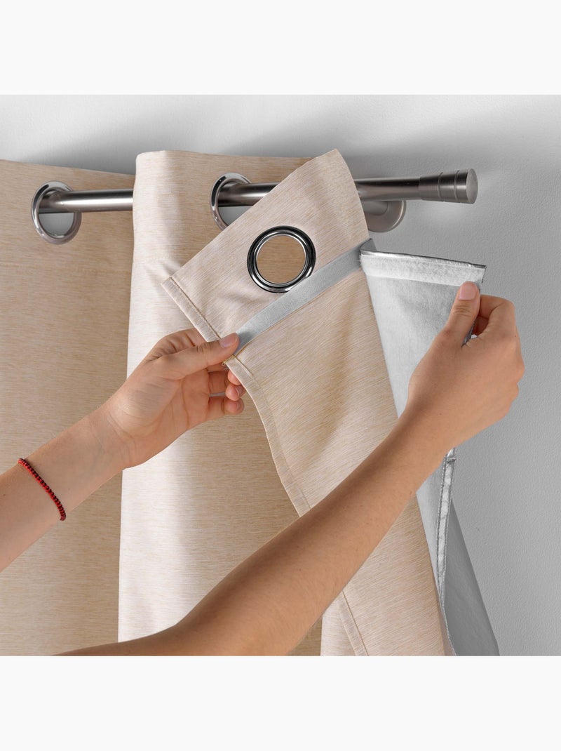 Lot de 4 Rideaux à Oeillets avec Doublure Amovible Coverline, Thermiques & 100% Occultant Beige - Kiabi