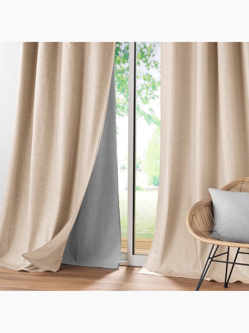 Lot de 4 Rideaux à Oeillets avec Doublure Amovible Coverline, Thermiques & 100% Occultant Beige - Kiabi