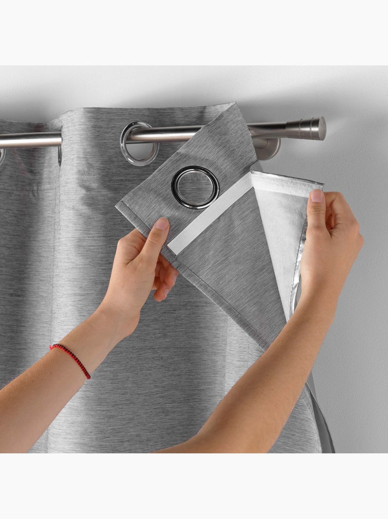 Lot de 4 Rideaux à Oeillets avec Doublure Amovible Coverline, Thermiques & 100% Occultant gris anthracite - Kiabi