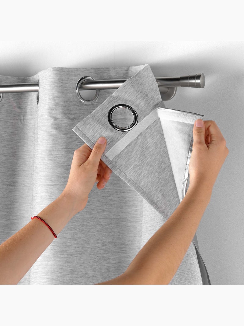 Lot de 4 Rideaux à Oeillets avec Doublure Amovible Coverline, Thermiques & 100% Occultant Gris - Kiabi