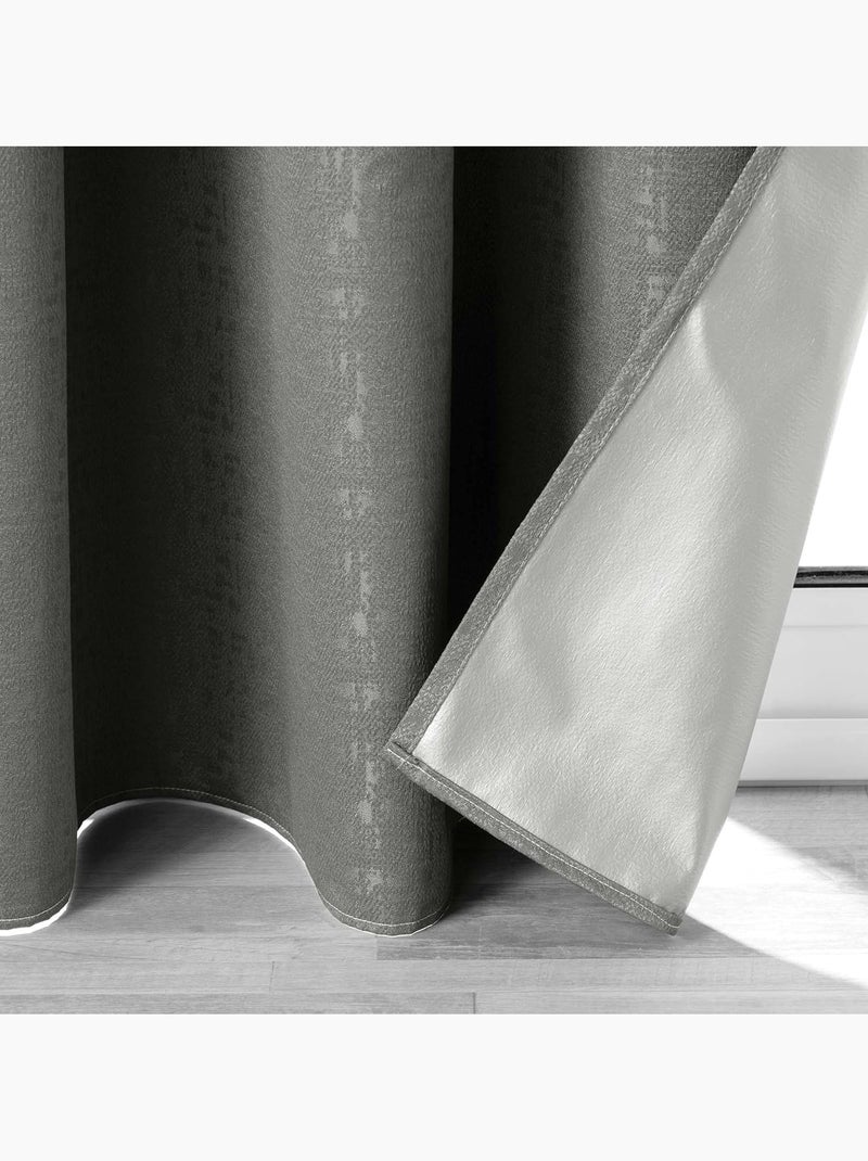 Lot de 4 rideaux à œillets occultants, thermiques et phoniques - Darko gris anthracite - Kiabi