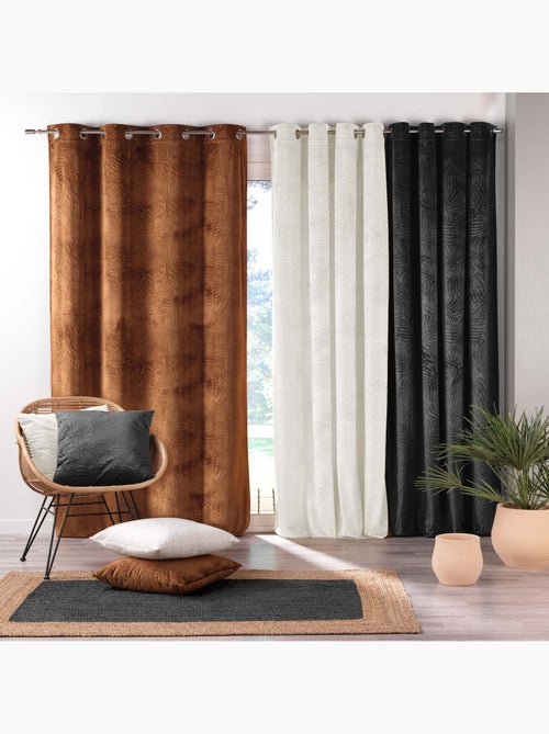 Lot de 4 Rideaux Occultants à Œillets - Velours relief - Kiabi