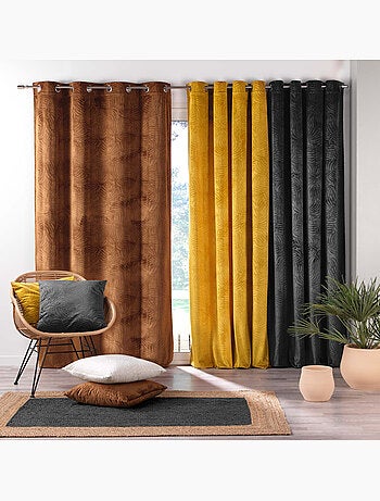 Lot de 4 Rideaux Occultants à Œillets - Velours relief
