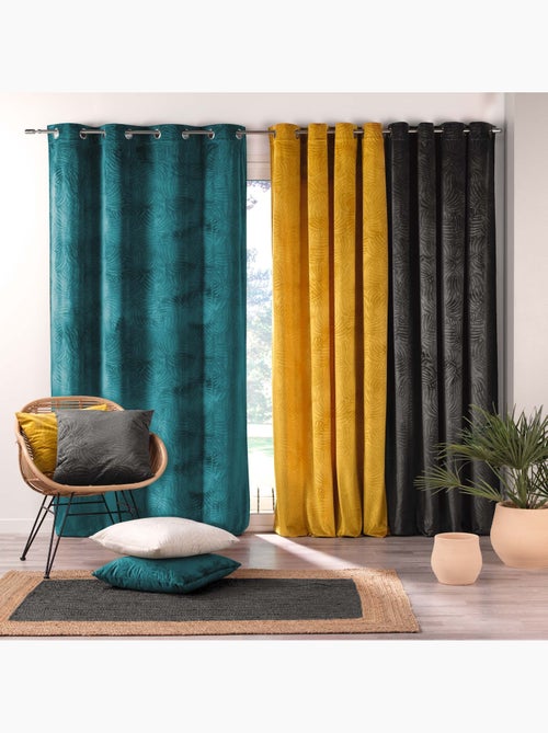Lot de 4 Rideaux Occultants à Œillets - Velours relief - Kiabi