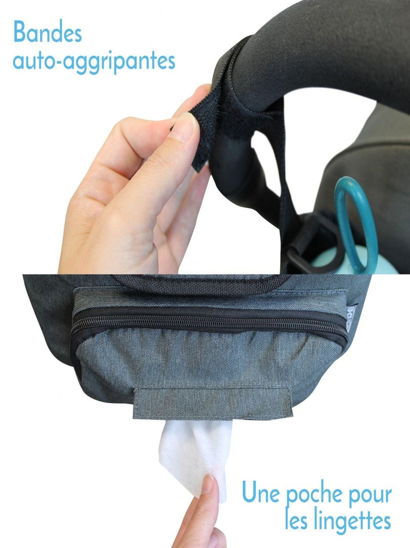 Lot de 4 sacs à langer, de rangement pour poussette - Monsieur Bébé Gris - Kiabi