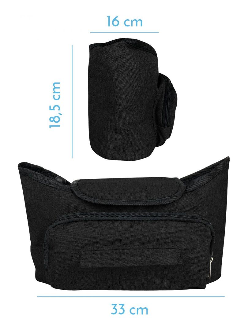 Lot de 4 sacs à langer, de rangement pour poussette - Monsieur Bébé - Noir  - Kiabi - 35.90€