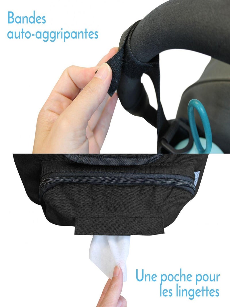 Lot de 4 sacs à langer, de rangement pour poussette - Monsieur Bébé Noir - Kiabi
