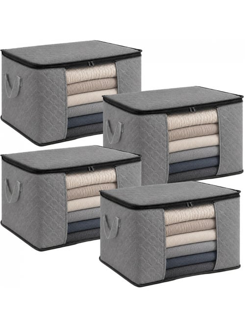 Lot de 4 sacs de rangement pliable pour vêtements, linge de maison avec poignées - vivezen - Kiabi Lot de 4 sacs de rangement pliable pour vêtements, linge de maison avec poignées - vivezen - Kiabi