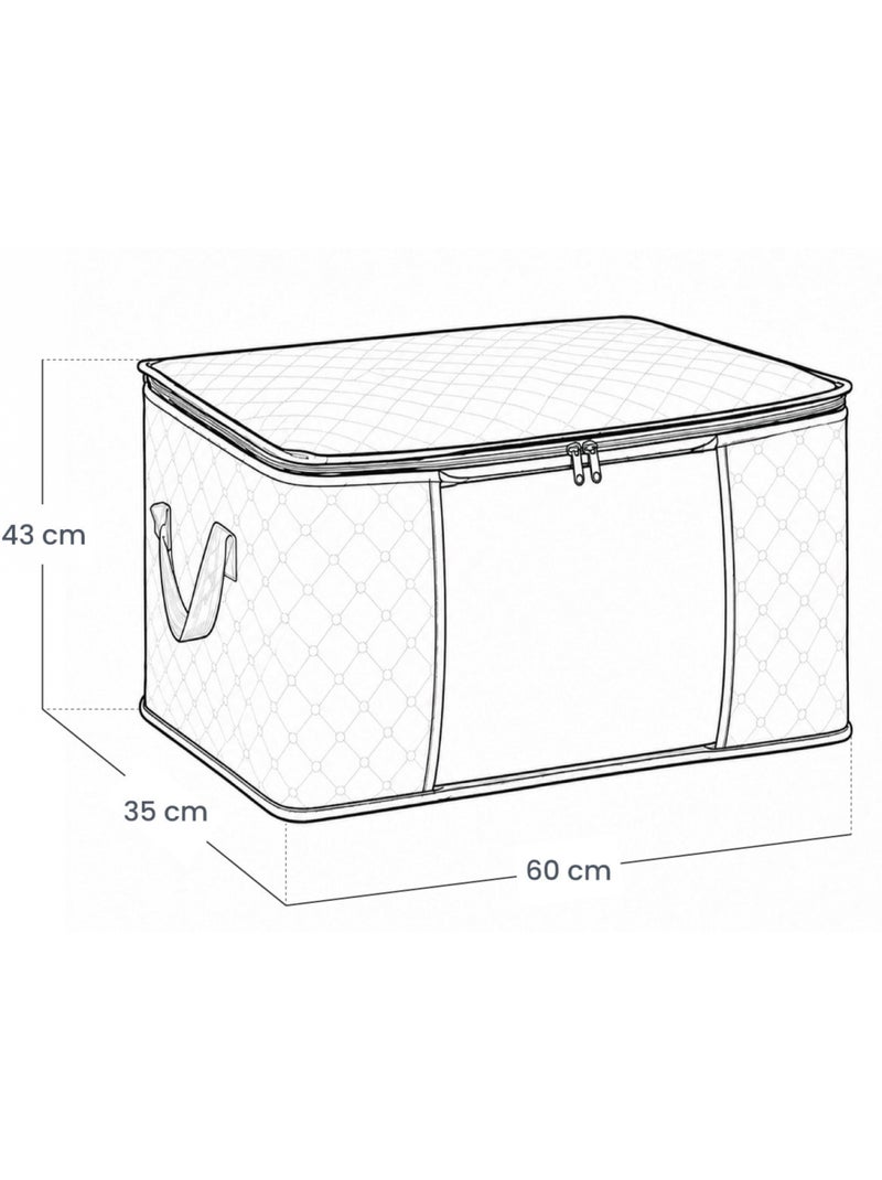 Lot de 4 sacs de rangement pliable pour vêtements, linge de maison avec poignées  - vivezen Noir - Kiabi