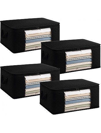 Lot de 4 sacs de rangement pliables pour vêtements, linge de maison avec poignées - vivezen