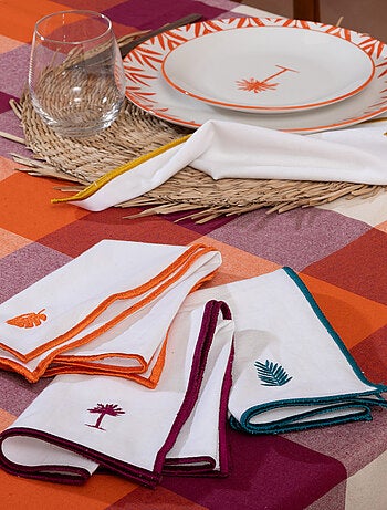 Lot de 4 serviettes de table brodées