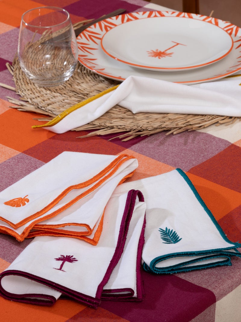 Lot de 4 serviettes de table brodées Blanc - Kiabi