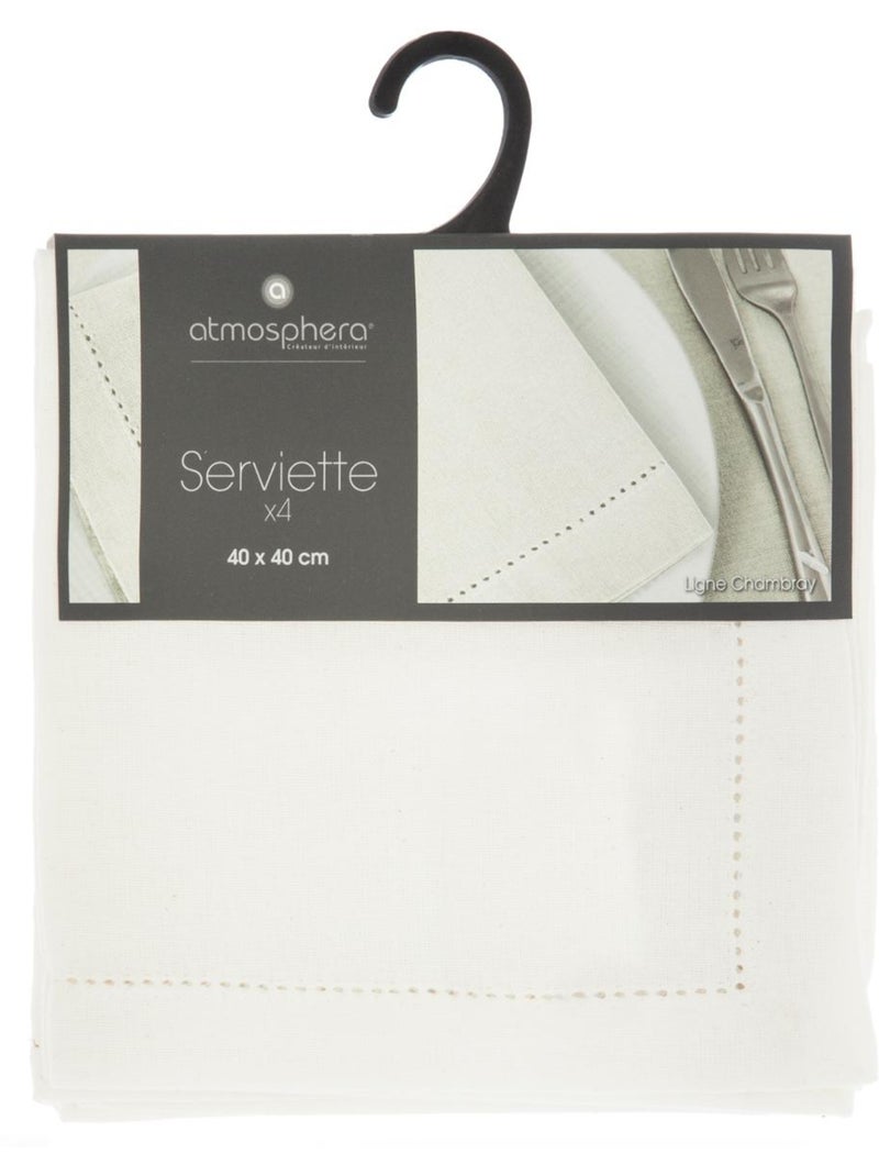 Lot de 4 serviettes de table CHAMBRAY Blanc - Kiabi