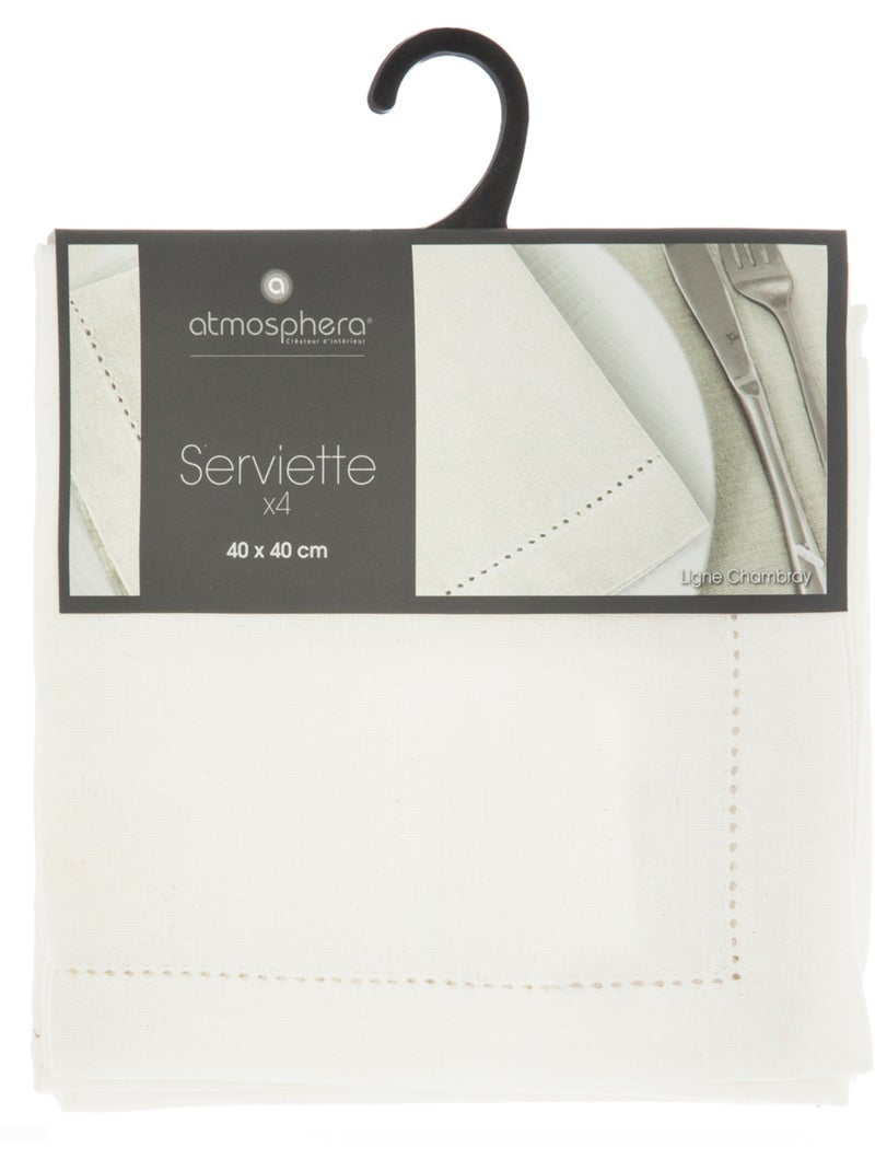 Lot de 4 serviettes de table CHAMBRAY Blanc - Kiabi