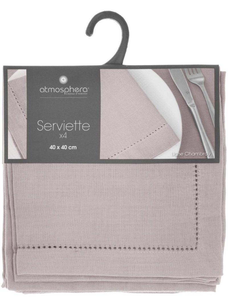 Lot de 4 serviettes de table CHAMBRAY Gris clair - Kiabi