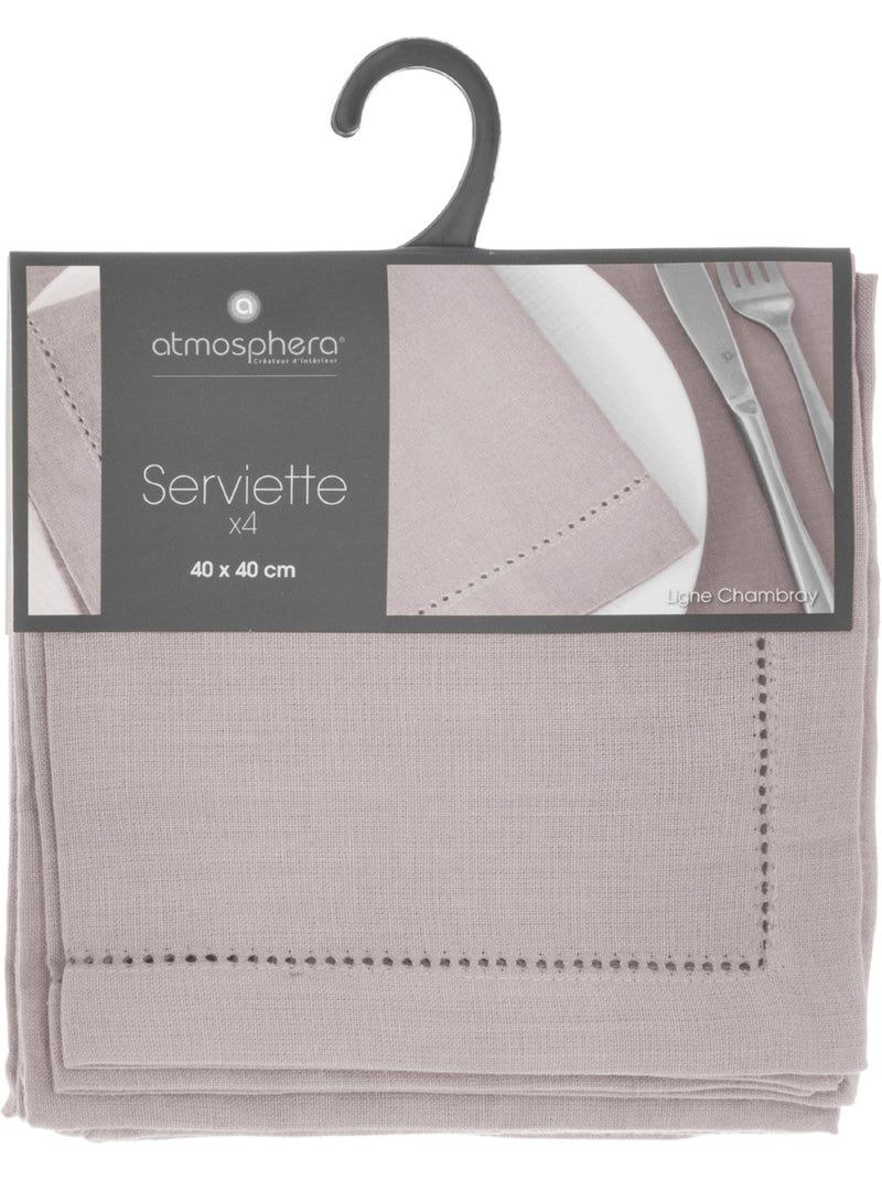 Lot de 4 serviettes de table CHAMBRAY Gris clair - Kiabi