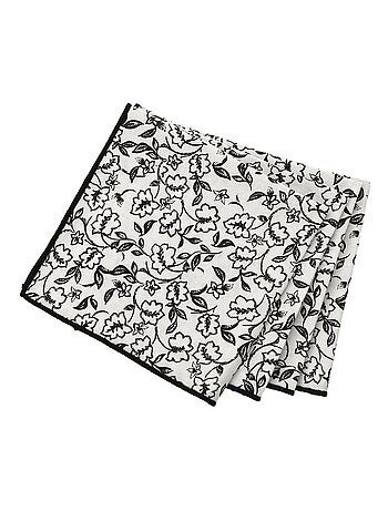 Lot de 4 serviettes de table écrues avec lignes noires LINETTE - 40 x 40 cm