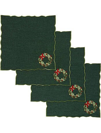 Lot de 4 serviettes de table elma vertes